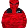 Pokemon x The North Face Mountain Jacket in bold polyester with a hooded collar, button closure and the iconic Pokémon x The North Face collab mountain everyday build.