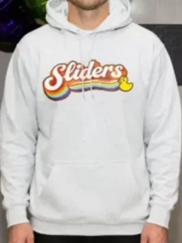 Mike Tyson Rainbow Sliders Hoodie in clean grey fleece with bold Rainbow Sliders graphic detailing, rib knitted cuffs and a relaxed hooded pullover everyday build.
