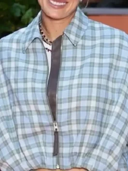 All Accor Roland Garros Aryna Sabalenka Jacket in bold blue and green checkered cotton with a shirt collar and Aryna's fearless Roland Garros presence.