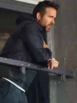 Black hooded National League Wrexham v York City Ryan Reynolds Jacket with zipper closure and viscose lining