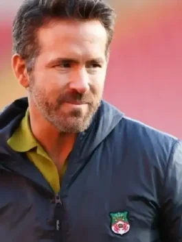 Black National League Wrexham v York City Ryan Reynolds Jacket with full sleeves viscose lining and zipper closure