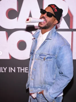 Scary Movie 6 Event Marlon Wayans Denim Jacket from the Atlanta event in bold blue denim with a shirt collar and Marlon's fearless Scary Movie 6 presence.