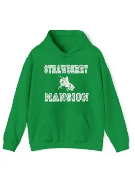 Front view of the Strawberry Mansion Hoodie representing neighborhood pride and bold streetwear culture