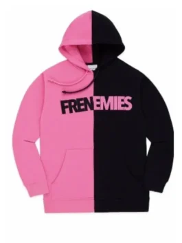Front view of the black and pink Teddy Fresh Frenemies Hoodie from the iconic Teddy Fresh and Frenemies collaboration