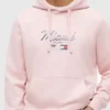 Tommy Hilfiger x Cadillac F1 Team Miami Hoodie in professional pink fleece fabric with a luxury hooded collar finish.