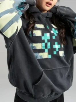 Front view of the black Very Cool x Minecraft Warden Hoodie bringing the iconic Minecraft Warden to streetwear
