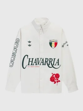 Front view of the white Adidas x Willy Chavarria Chloe Kelly Mexico Shirt putting the full Willy Chavarria x Adidas vision on display