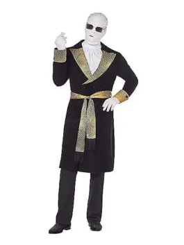 Adult Invisible Man Costume front view highlighting professional open hem cuffs and luxury contrast panels.