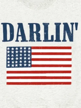 America Flag Darlin Crewneck Sweatshirt Closeup