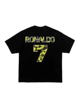 Bape X CR7 Life College Relaxed Fit Tee back view featuring luxury casual finish.