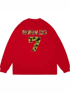 Bape X CR7 Life LS Football Jersey back view showcasing professional graphic panels and luxury long sleeves.