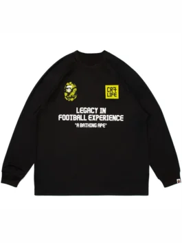 Bape X CR7 Life LS Football Jersey highlighting professional casual tailoring and luxury sleeve construction.