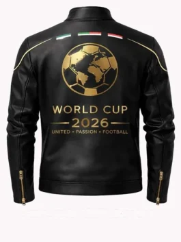 FIFA World Cup 2026 Black Leather Jacket Back View