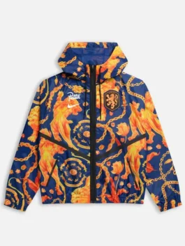 Netherlands Anthem Jacket front view highlighting professional utility pockets and luxury rib knitted cuffs.