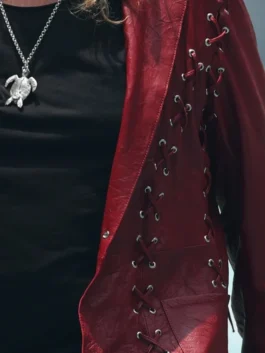 Fher Olvera Red Leather Long Coat