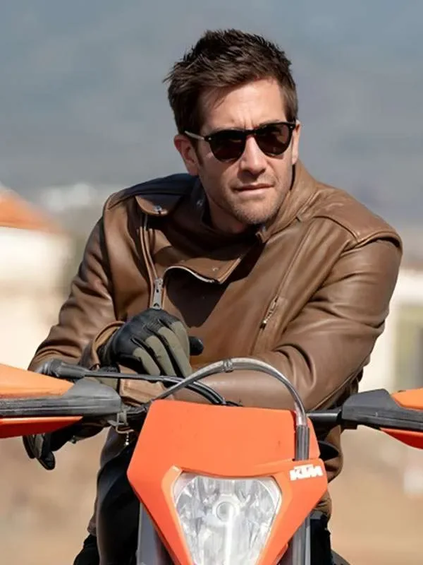 In The Grey Jake Gyllenhaal Leather Jacket Front View