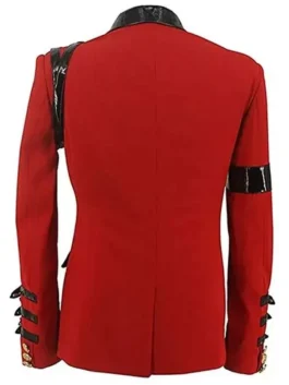 Back view of the red Michael Jackson Award Ceremony Red Blazer revealing the full tailored design of this iconic King of Pop piece