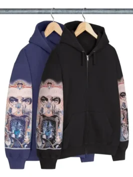 Michael Jackson Supreme Hoodie showcasing a professional zipper closure and luxury rib knitted cuffs finish.