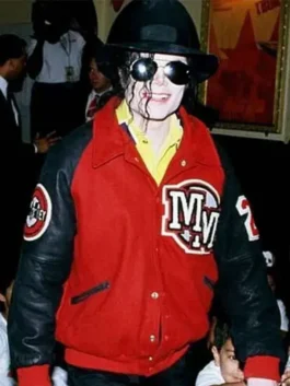 Red and black Michael Jackson Mickey Mouse Jacket celebrating the iconic bond between Michael Jackson and the beloved Mickey Mouse