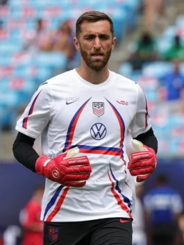 Nike X VAA USA Pre Match Jersey highlighting professional casual tailoring and luxury moisture-wicking knit.