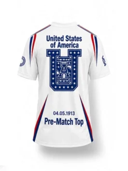 Nike X VAA USA Pre Match Jersey back view showcasing professional graphic panels and luxury half length sleeves.
