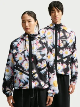 FIFA World Cup 2026 South Korea Jacket in professional black polyester with a luxury white flowers print finish.