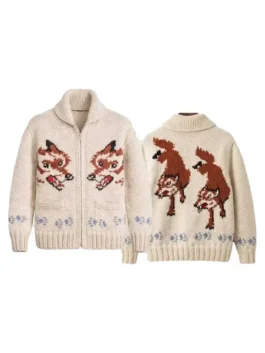 Project Hail Mary Ryan Gosling Wolf Cardigan Front And Back View Look