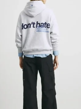 Pull&Bear Don't Hate Grey Hoodie Back View