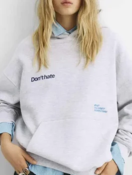 Pull&Bear Dont Hate Grey Hoodie Front View