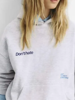 Pull&Bear Dont Hate Hoodie Grey