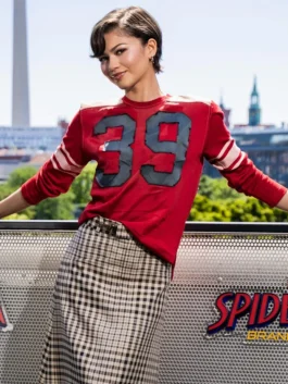Spiderman Berlin Photocall Zendaya Shirt highlighting professional movie promotional prints and luxury long sleeves.