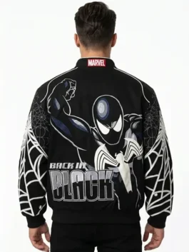 Spiderman Back in Black Varsity Jacket Back View