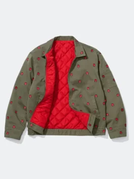 Spitfire x Supreme Work Jacket in professional olive green polyester with a luxury shirt style collar finish.