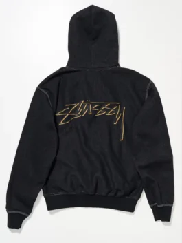 Stussy x OL Drop Shadow Hood rear view highlighting professional tailoring alignment and luxury fleece weave.