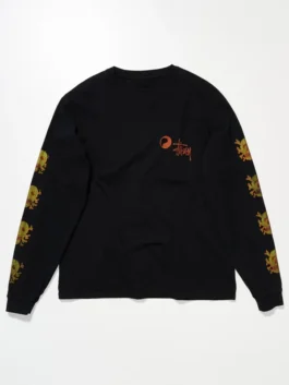 Stussy x OL Skull Long Sleeve Tee highlighting professional brand layout and luxury loose fit knit alignment.