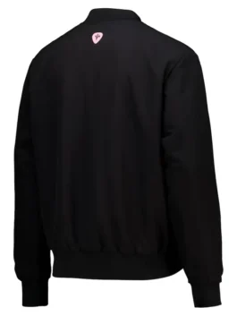 Sunderland x Elvis Hummel Matchday Varsity Jacket back view highlighting professional athletic geometry and luxury rib knitted cuffs.