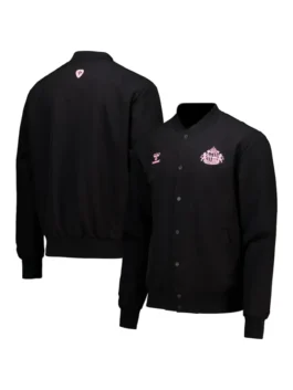 Sunderland x Elvis Hummel Matchday Varsity Jacket highlighting professional collaborative graphics and luxury full length sleeves.