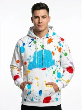 Super Mario Sunshine Hoodie in professional white fleece fabric with a luxury hooded collar finish.