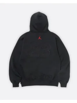 Supreme x Jordan Zip Up Hooded Sweatshirt black variant highlighting professional dark weave and luxury zipper closure.
