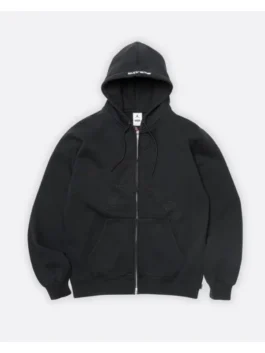 Supreme x Jordan Zip Up Hooded Sweatshirt black edition showcasing professional full sleeves and luxury rib knitted cuffs.