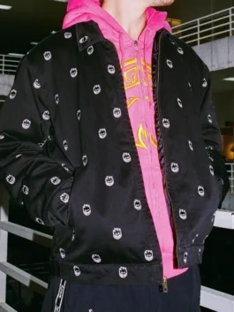 Supreme x Spitfire Work Jacket in professional black polyester with a luxury shirt style collar finish.