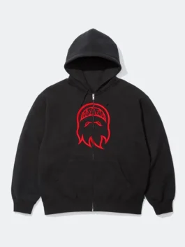 Supreme x Spitfire Zip Up Hooded Sweatshirt highlighting professional split kangaroo pockets and luxury soft lining.