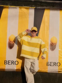 Tom Holland Yellow White Stripe Sweatshirt Front View