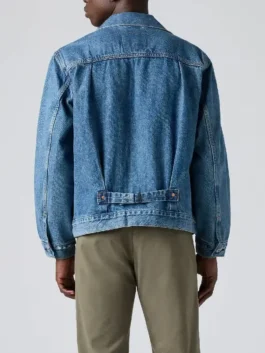 Type I Denim Jacket back view showcasing professional rear cinch adjusting and luxury full sleeves.