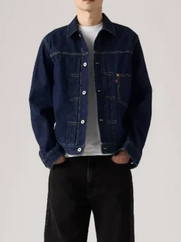 Type I Denim Jacket featuring professional button closure and luxury smooth viscose lining core.