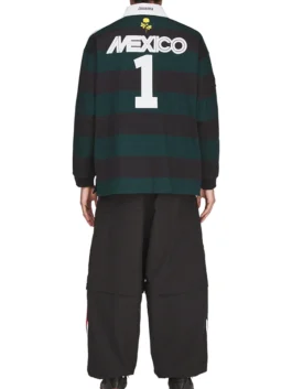 Willy Chavarria x Adidas Portero Rugby Sweatshirt highlighting professional full length sleeves and luxury rib knitted cuffs.