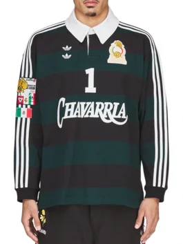 Willy Chavarria x Adidas Portero Rugby Sweatshirt in professional polyester with a luxury shirt style collar finish.