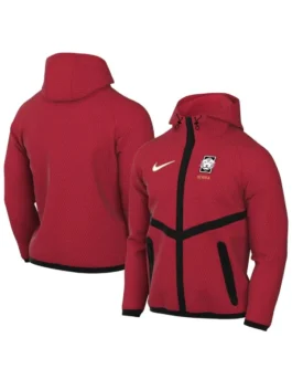 World Cup 2026 Korea Jacket in professional red polyester with a luxury smooth viscose lining core.