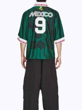 Adidas Chavarria Mexico Jersey back view highlighting professional character typography and luxury half length sleeves.