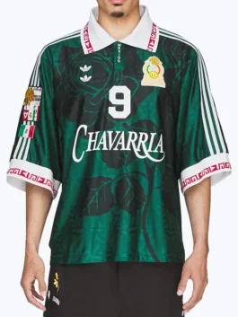 Adidas Chavarria Mexico Jersey front view highlighting a professional shirt style collar and luxury sports finish.